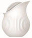 White ergonomic massaging vibrator with textured silicone surface and ribbed body design.