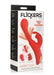 Packaging of the Inmi Rabbit Flick Flicking silicone vibrator in red, highlighting flicking G-spot and rabbit vibration features.