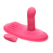 Pink silicone hands-free grinding pad with rotating shaft and remote control on white background.