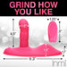 Pink Inmi Spin N Grind with dimensions and matching pink remote control on a white background with text Grind How You Like.