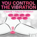Illustration showing a pink vibrating device with 4 speeds and 7 vibration patterns for customizable pleasure control.
