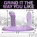 Purple Inmi Thrust N Grind with remote control, showing detailed product dimensions and textured design.