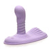 Purple silicone wearable vibrator with textured shaft and flexible base designed for hands-free stimulation.