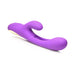 Purple silicone Tri-Flick rabbit vibrator with curved shaft, textured flicking arm, and wide clitoral stimulator.