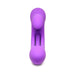 Purple silicone rabbit vibrator with curved shaft, flexible flicking arm, and wide clitoral stimulator.