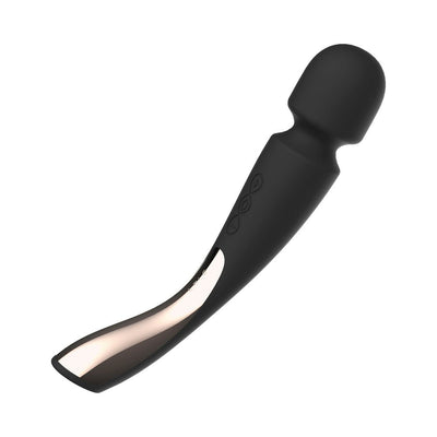 Black medium-sized Insignia Smart Wand 2 with curved handle and smooth rounded head, featuring three control buttons.