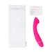 Pink Intimina CELESSE personal massager with white storage pouch and user manual on white background.