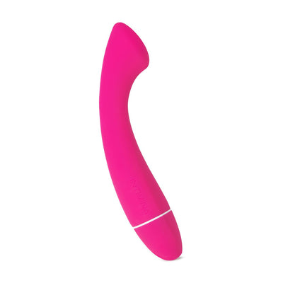 Pink Intimina CELESSE personal massager with curved design and smooth silicone finish.