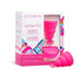 Pink Intimina Lily Cup One menstrual cup with protective case and colorful packaging for first-time users.