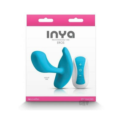 Blue Inya Eros couples vibrator with remote control displayed on white and pink packaging.