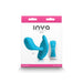 Blue Inya Eros rechargeable couples vibrator with remote control displayed on white and pink packaging.