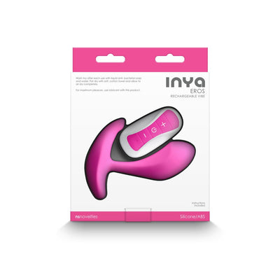 Packaging of Inya Eros Couples Vibrator in pink with remote control, designed for intimate shared pleasure.