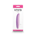 Packaging of Inya Flirt bendable personal massager in lilac silicone with pink and white box design.