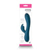 INYA Luv Bunny rechargeable silicone vibrator in teal with ergonomic design shown in retail packaging.