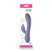 Purple INYA Luv Bunny rechargeable silicone vibrator in white and pink retail packaging with usage instructions.