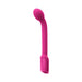 Pink rechargeable G-spot vibrator with curved, bulbous head and smooth silicone finish.