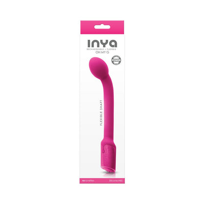 Inya Oh My G rechargeable pink G-spot vibrator with flexible shaft in retail packaging