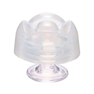Transparent iroha Petit LILY Clear personal massager with a rounded, petal-like design and smooth base.