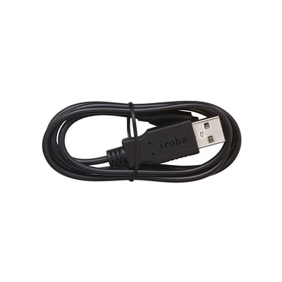 Black USB charging cable for Iroha Svr Ring vibration device with branded connector.