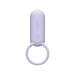 Compact lavender silicone vibration ring with smooth rounded top and loop handle, embossed with Iroha logo.