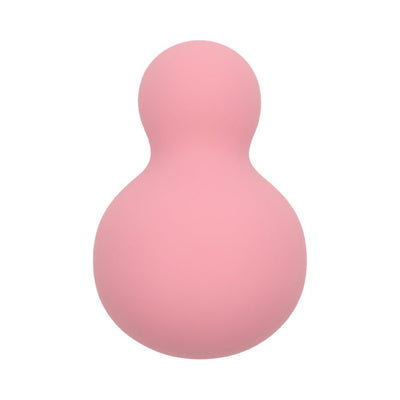 Compact pink snowman-shaped personal massager with smooth silicone finish for gentle, waterproof use.