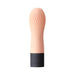 Compact Iroha Zen mini vibrator in soft peach with textured silicone body and black base on white background.