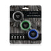 Je Joue 3-pack silicone C-rings in black, green, and blue with varying stretch levels in retail packaging.