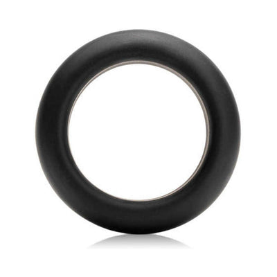 Single black silicone C-ring with smooth, rounded design and reflective inner edge on white background.