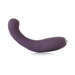 Curved purple silicone dual stimulator with ergonomic design and smooth finish, shown on white background.