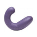 Purple curved dual stimulator with smooth silicone surface and ergonomic design for targeted pleasure.