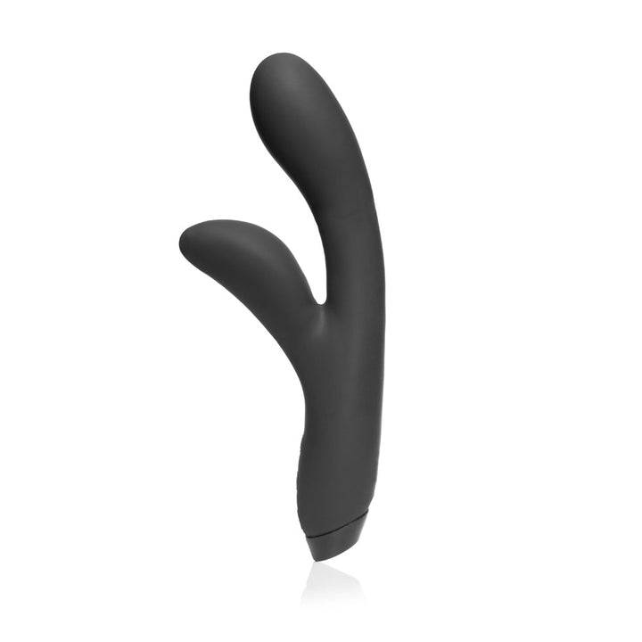 Black silicone Je Joue Hera Flex rabbit vibrator with flexible shaft and dual stimulation arms.