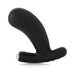 Black silicone curved anal plug with dual motors and flat base, designed for app-controlled prostate stimulation.