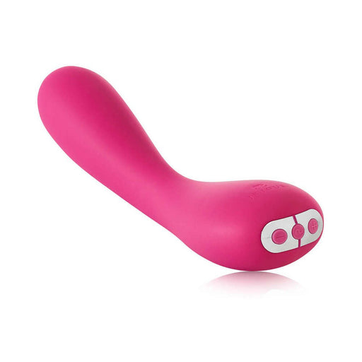 Pink silicone Je Joue Uma G-spot vibrator with curved ergonomic design and control buttons on the base.