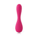 Bright pink silicone G-spot vibrator with a smooth, contoured shape and rounded tip, standing upright on a white background.