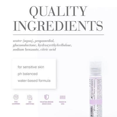 Close-up of JO Agape Original lubricant bottle with text highlighting quality ingredients and skin-safe, pH balanced water-based formula.