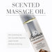 Bottle of JO Aromatix chocolate scented massage oil highlighting skin-nourishing, vegan-friendly, and elasticity-enhancing benefits.