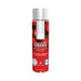 Jo Flavors 4 oz water-based strawberry flavored personal lubricant bottle with white cap and red label.