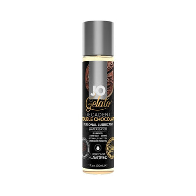 Bottle of Jo Gelato Decadent Double Chocolate flavored water-based personal lubricant 1 fl oz