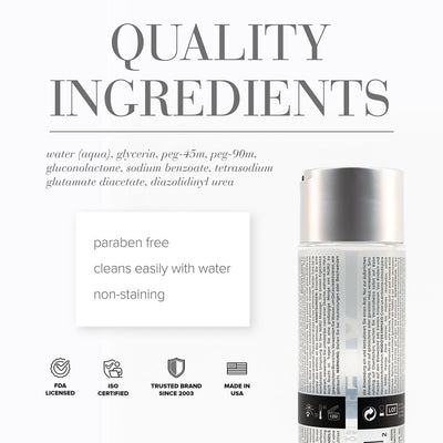 Jo Nuru Full Body Massage Gel bottle with ingredient list and key features like paraben-free, water-cleanable, and non-staining.