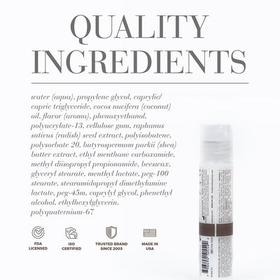 Back view of Jo Silicone Free Hybrid Lubricant 1oz bottle with detailed ingredient list and quality certification icons.