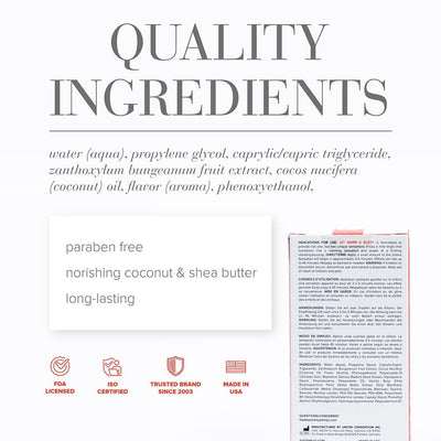 Ingredients list and product benefits for Jo Warm & Buzzy topical stimulant, highlighting natural oils and certifications.