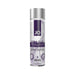 Bottle of JO Xtra Silky ultra-thin silicone personal lubricant with silver cap and purple label, 4 fl oz size.