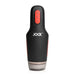 Black and red Jock 15x sucking and vibrating masturbator with control buttons and ergonomic grip.