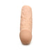 Light skin tone penis extension sleeve with realistic texture and 3-inch length, made of flexible premium TPE material.