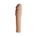 Light skin tone penis extension sleeve with realistic texture and 2-inch length for enhanced girth and stimulation.