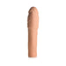 Medium-sized flesh-toned flexible penis extension sleeve with realistic texture and 2-inch length increase.