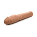 Medium-sized flesh-tone penis extension sleeve with realistic texture and hollow design on white background.