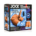 Packaging box of Jock male masturbator with posable 7-inch thrusting silicone dildo and textured anal opening.