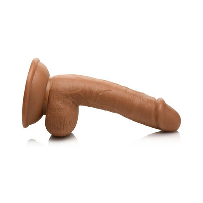Realistic dark brown 7-inch dildo with suction cup base and detailed texture including balls.
