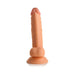 Realistic light skin tone 7-inch dildo with suction cup base and textured shaft with balls.